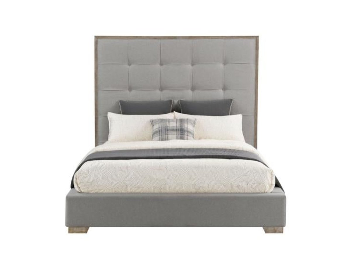 Eleanor Tufted Fabric Bed - Gray - Queen