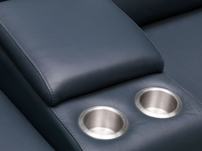 Kimmel Power Reclining Leather Sectional with Power Headrests - Blue