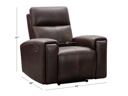 Keegan Leather Power Recliner - Brown