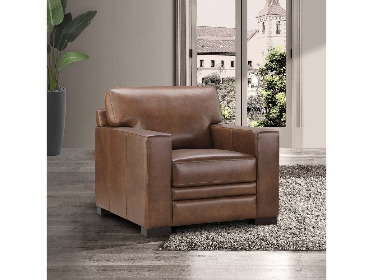 Astoria Top Grain Leather Chair - Brown