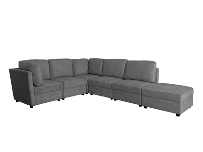 Brentwood 6-pc Fabric Modular Sectional - Dark Gray