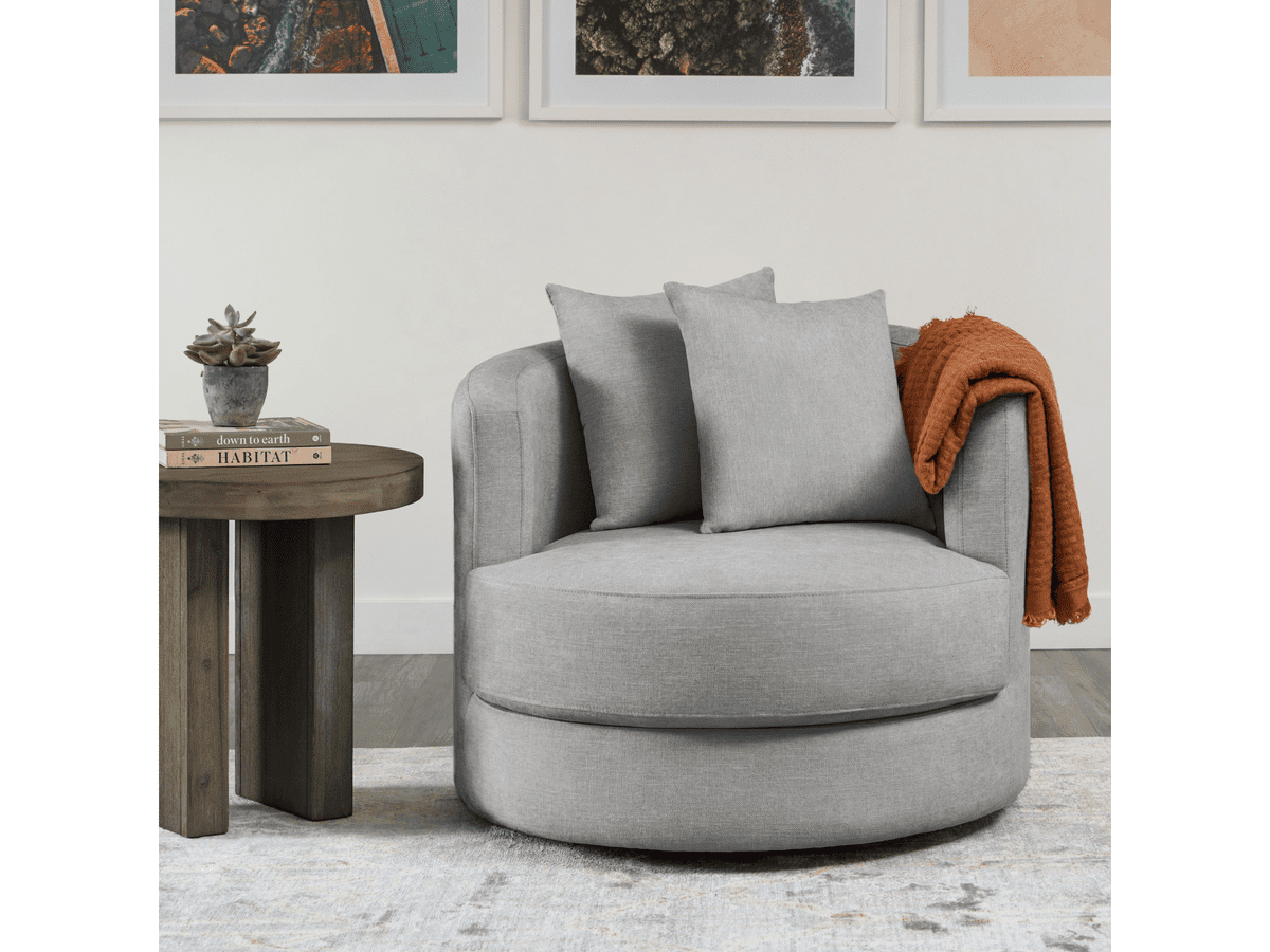 Elliot Fabric Swivel Chair - Light Gray