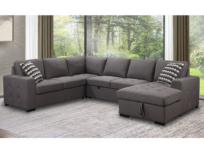 Jameson 6-pc Fabric Storage Sectional with Pullout Bed - Gray