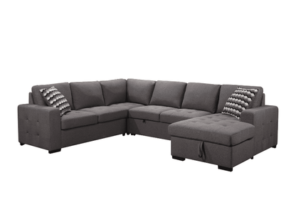 Jameson 6-pc Fabric Storage Sectional with Pullout Bed - Gray