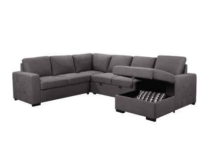 Jameson 6-pc Fabric Storage Sectional with Pullout Bed - Gray
