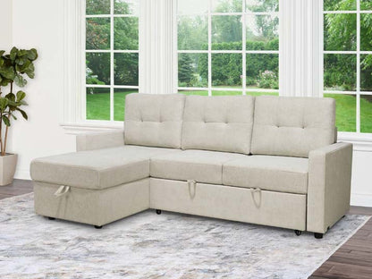 Kylie Storage Sofa Bed Reversible Sectional - Cream