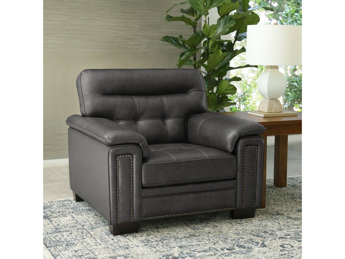 Harrison Leather Chair, Grey Default Title