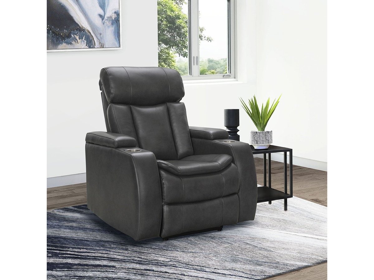 Zayne Power Reclining Leather Chair, Grey Default Title