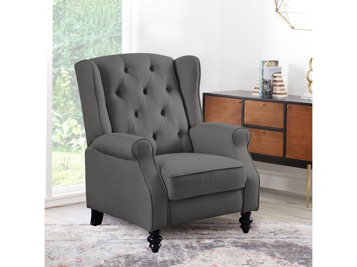 Sydney Fabric Pushback Recliner - Charcoal
