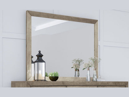 Retro Wood Frame Mirror, Grey Default Title