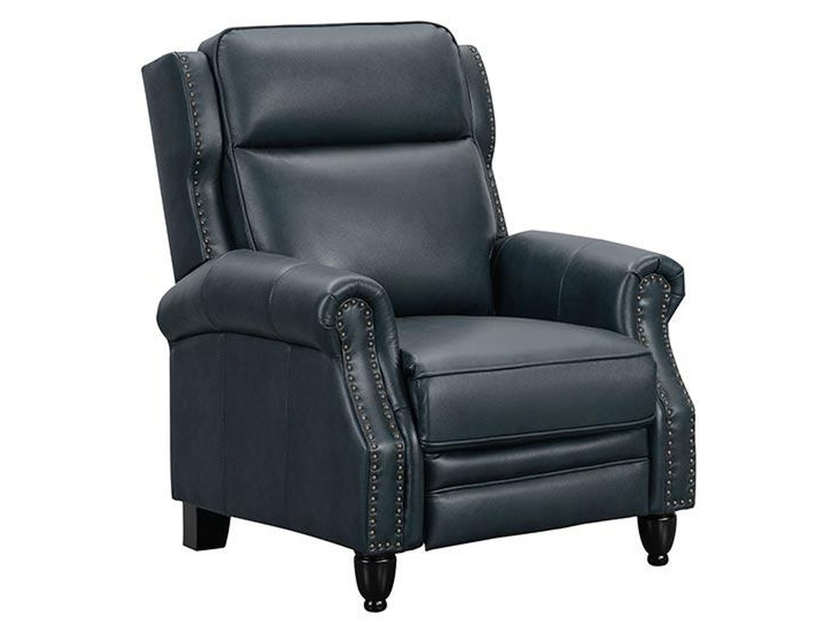 Pollenzo Leather Pushback Recliner, Blue Default Title