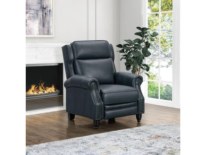 Pollenzo Leather Pushback Recliner, Blue Default Title