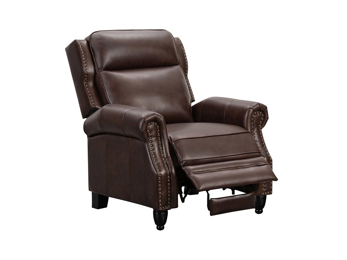Pollenzo Leather Pushback Recliner, Brown Default Title