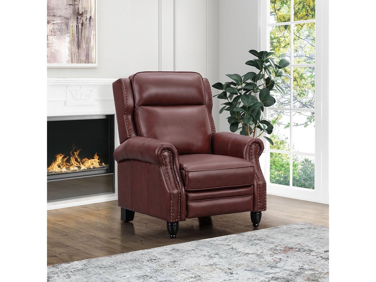 Pollenzo Leather Pushback Recliner, Red Default Title