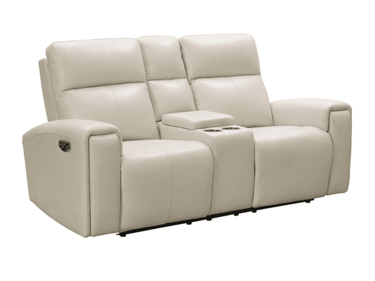Keegan Power Reclining Leather Loveseat - Ivory
