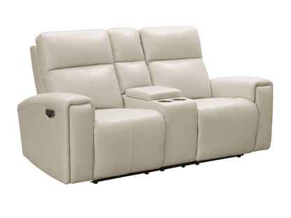Keegan Power Reclining Leather Loveseat - Ivory