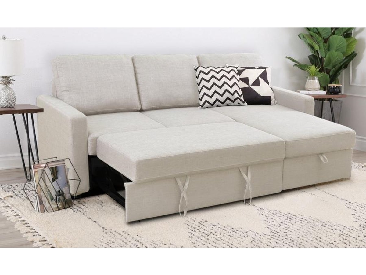 Newton Reversible Storage Sofa Bed Sectional - Beige