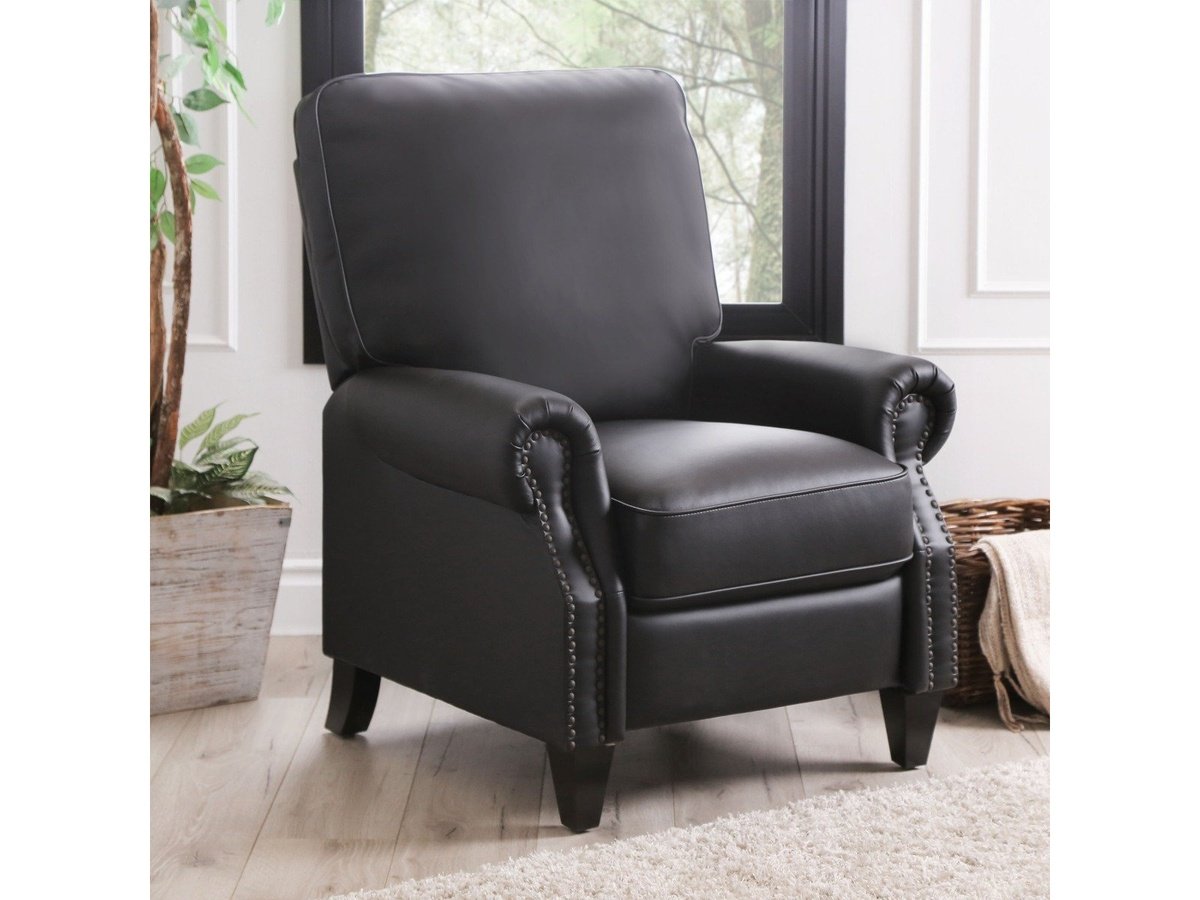 Carla Leather Pushback Recliner, Black Default Title