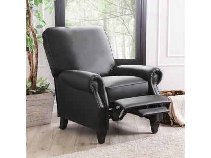 Carla Leather Pushback Recliner, Black Default Title
