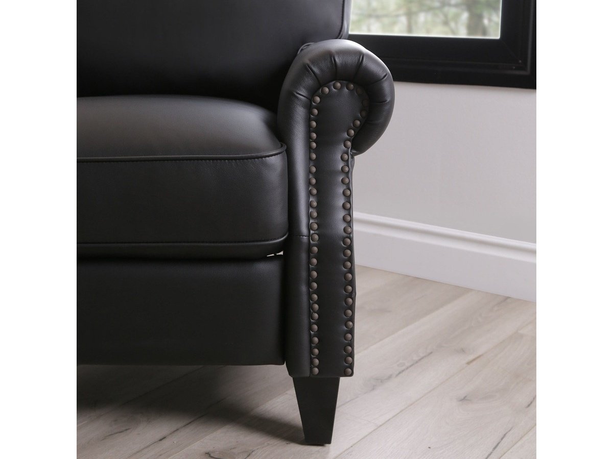 Carla Leather Pushback Recliner, Black Default Title