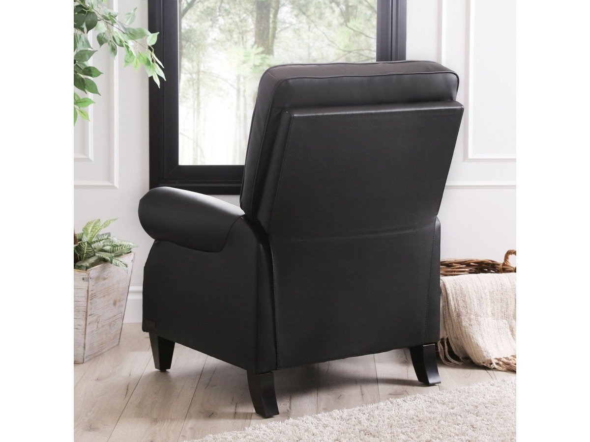 Carla Leather Pushback Recliner, Black Default Title