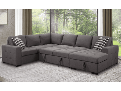 Jameson 6-pc Fabric Storage Sectional with Pullout Bed - Gray